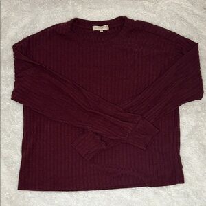 Ultra Flirt Women’s Ribbed Crewneck Sweater - Burgundy